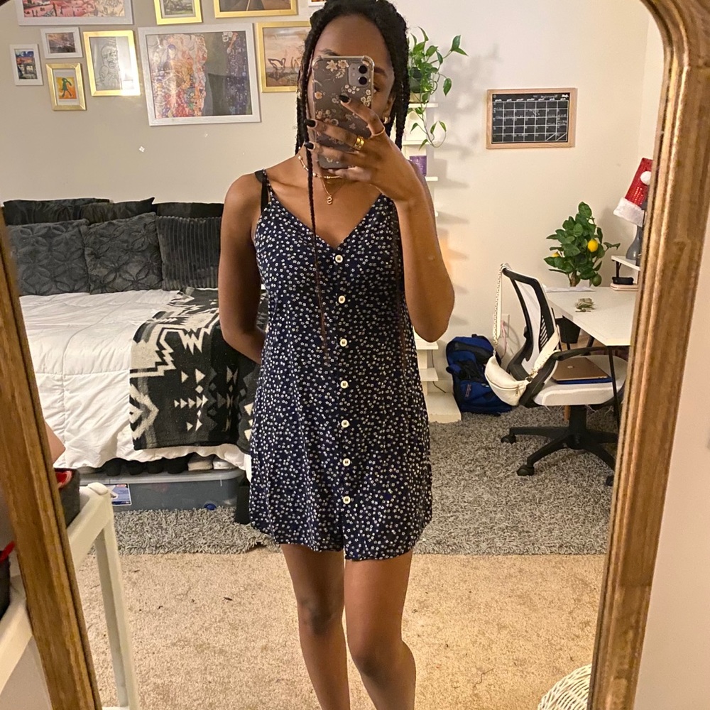 floral button mini dress